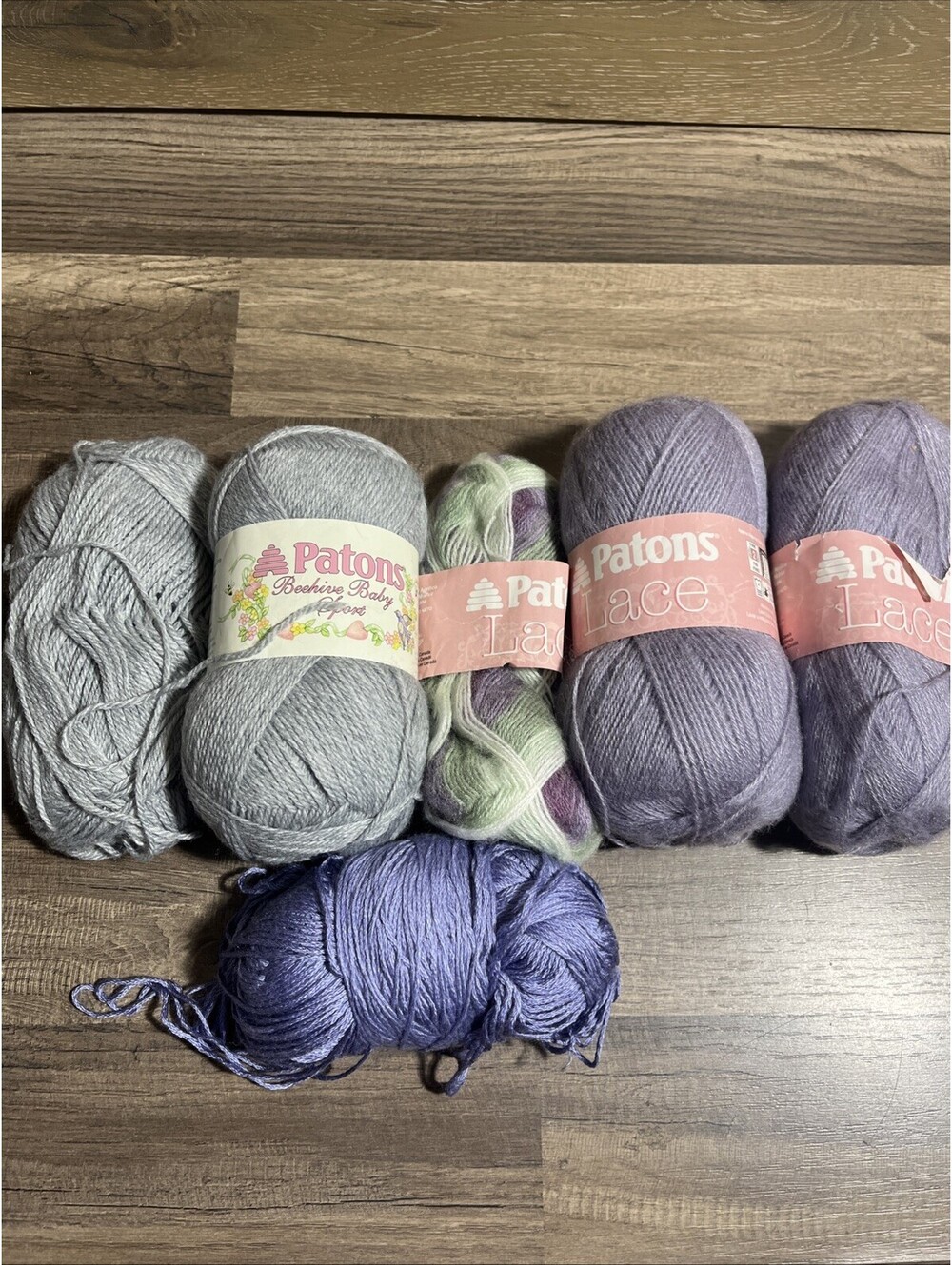 4+ Skeins Patons Lace Acrylic Yarn Plum Lavender Purple Grey